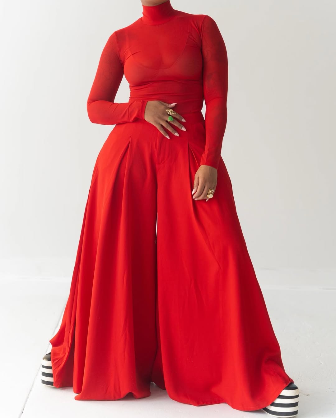 Mesh Red Turtleneck