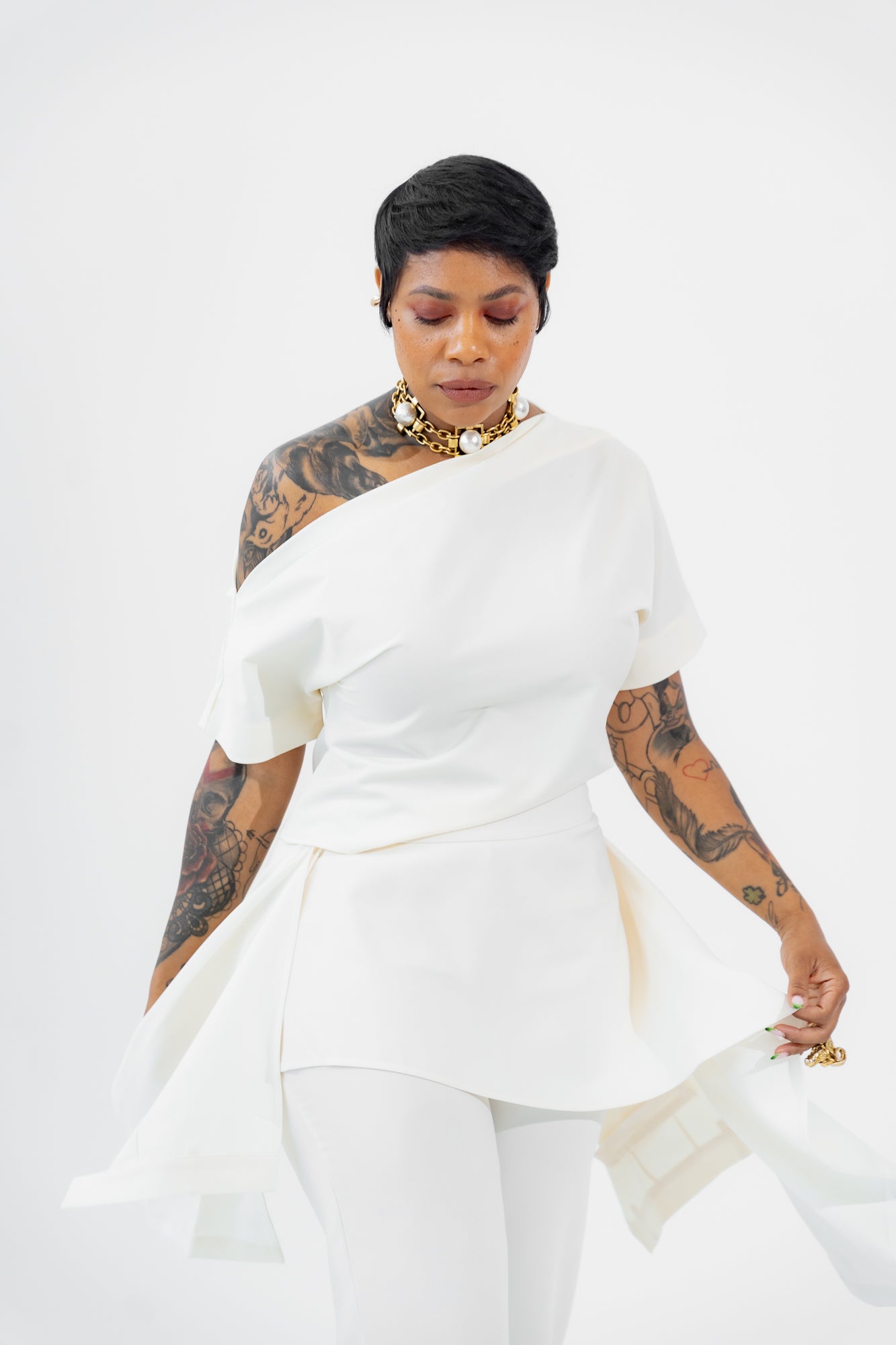 Asymmetrical Drape Shoulder Top