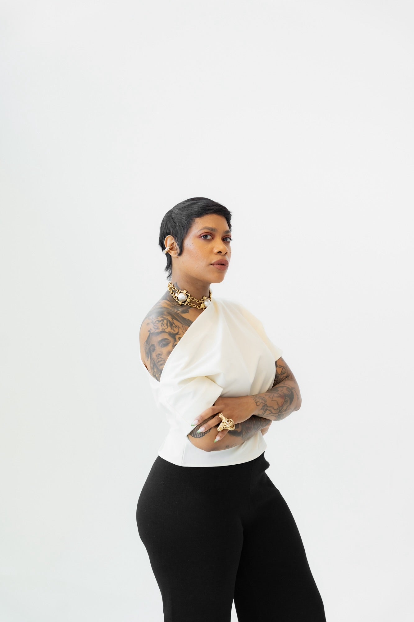 Asymmetrical Drape Shoulder Top