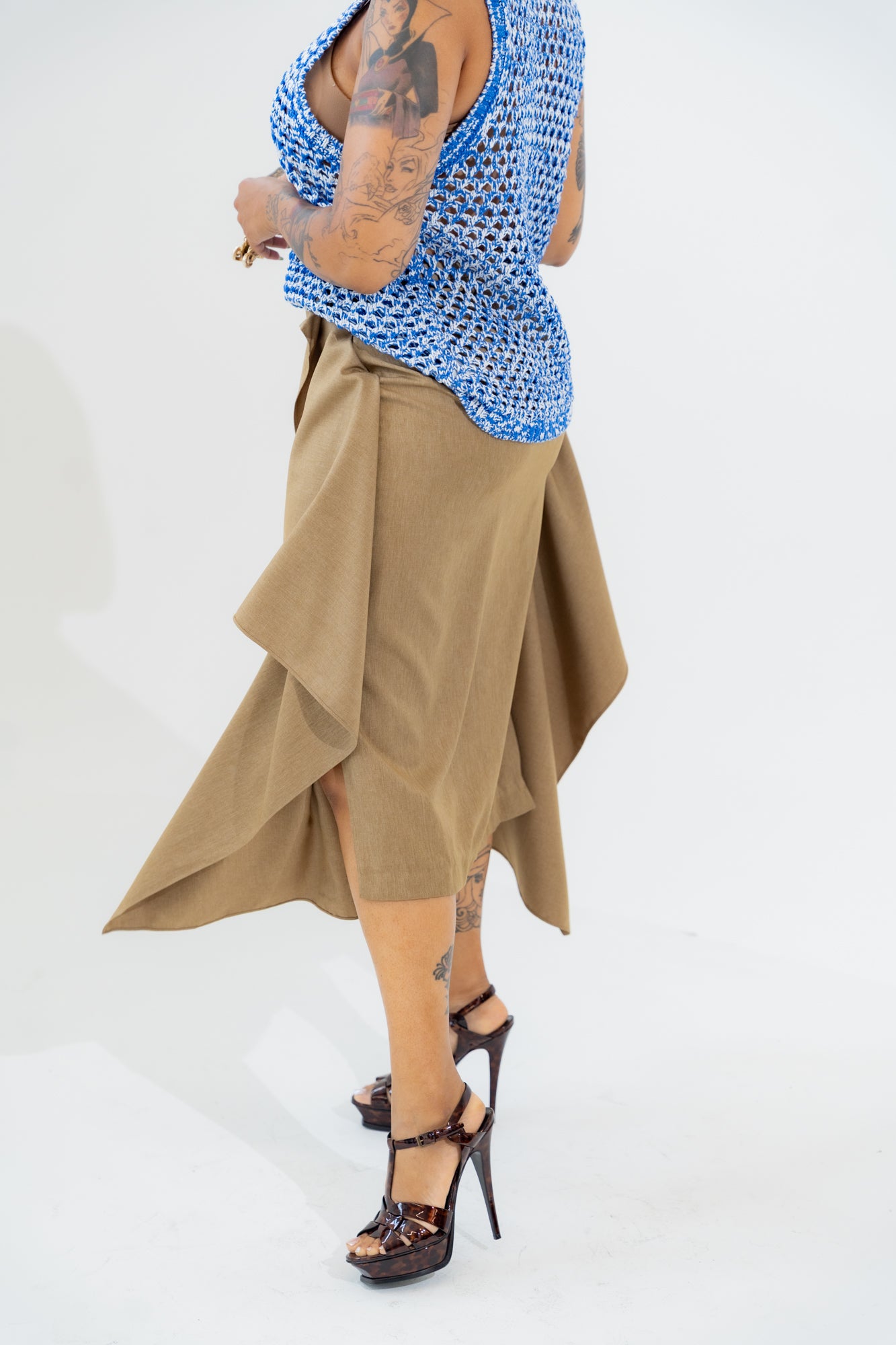 Structured Drape Wrap Skirt